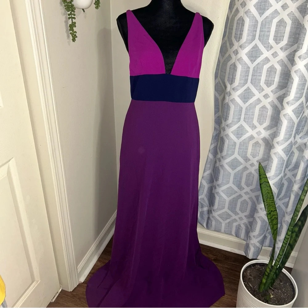 Color Block Gown In Viola & Deep Violet & Deep Ir… - image 1